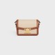 CELINE Teen Triomphe Bag In Textile And Calfskin Natural / Tan