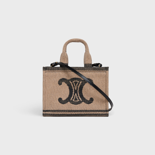 CELINE Cabas Thais  Triompe Handbag In Calfskin Beige / Black