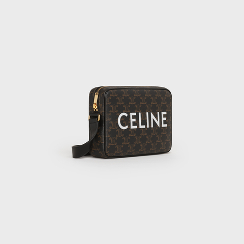 CELINE Medium Messenger Bag In Triomphe Canvas With Celine Print Black