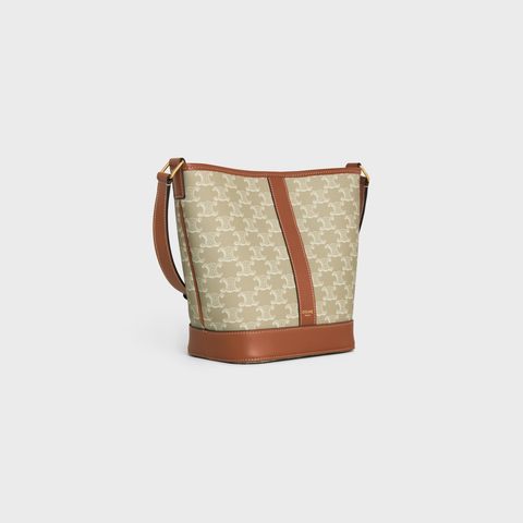 CELINE Small Bucket In Triomphe Canvas And Calfskin Grege