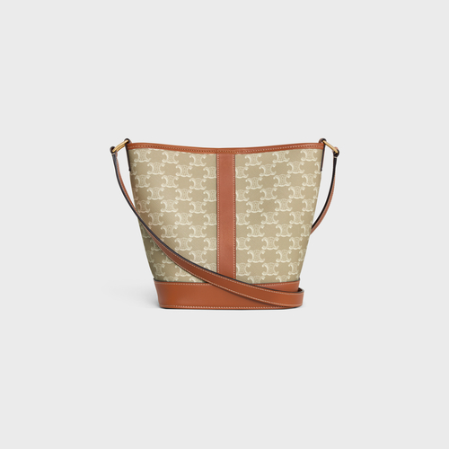 CELINE Small Bucket In Triomphe Canvas And Calfskin Grege