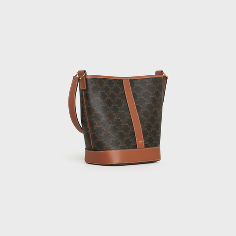 CELINE Small Bucket In Triomphe Canvas And Calfskin Tan