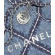 CHANEL 22 MINI HANDBAG Stitched Denim & Silver-Tone Metal Blue