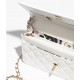 CHANEL WALLET ON CHAIN Shiny Crumpled Calfskin, Resin & Gold-Tone Metal White