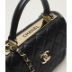 CHANEL FLAP BAG WITH TOP HANDLE Lambskin & Gold-Tone Metal Black