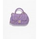CHANEL SMALL BAG WITH TOP HANDLE Tweed, Sequins & Gold-Tone Metal Purple & Silver