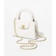 CHANEL MINI SHOPPING BAG Shiny Crumpled Calfskin & Gold-Tone Metal White
