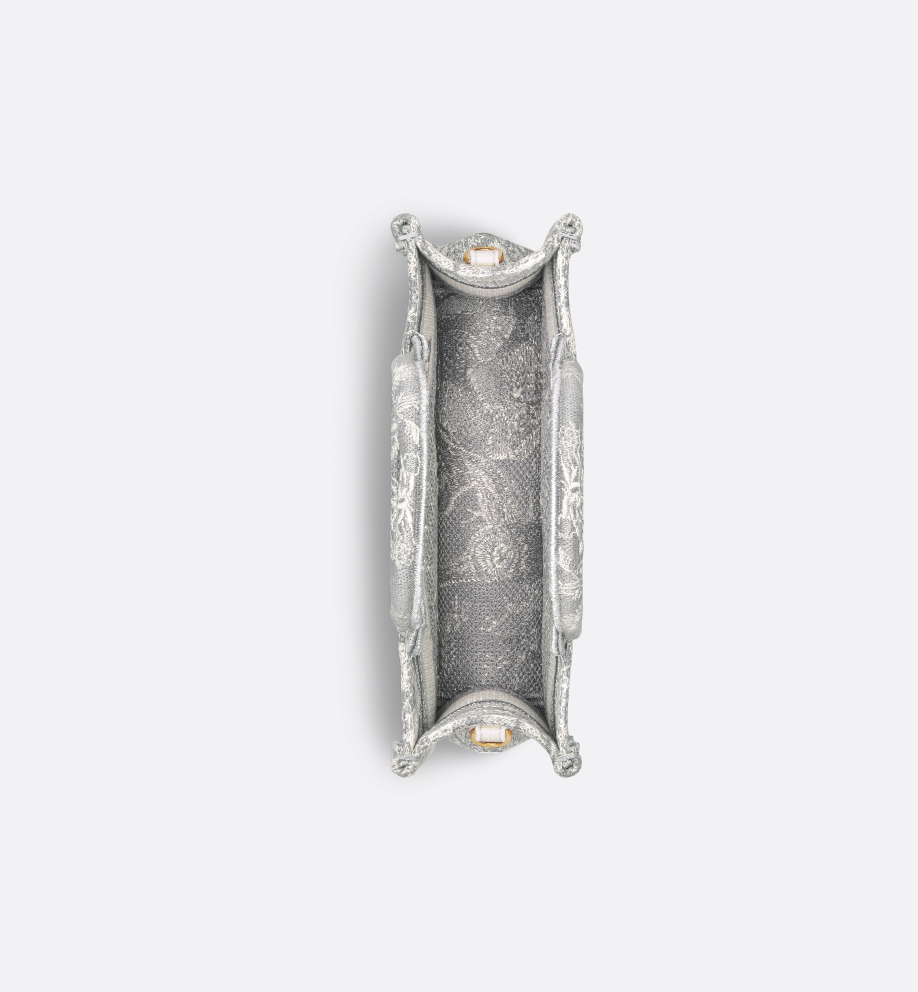 DIOR Mini Dior Book Tote with Strap Gray Toile de Jouy Reverse Embroidery