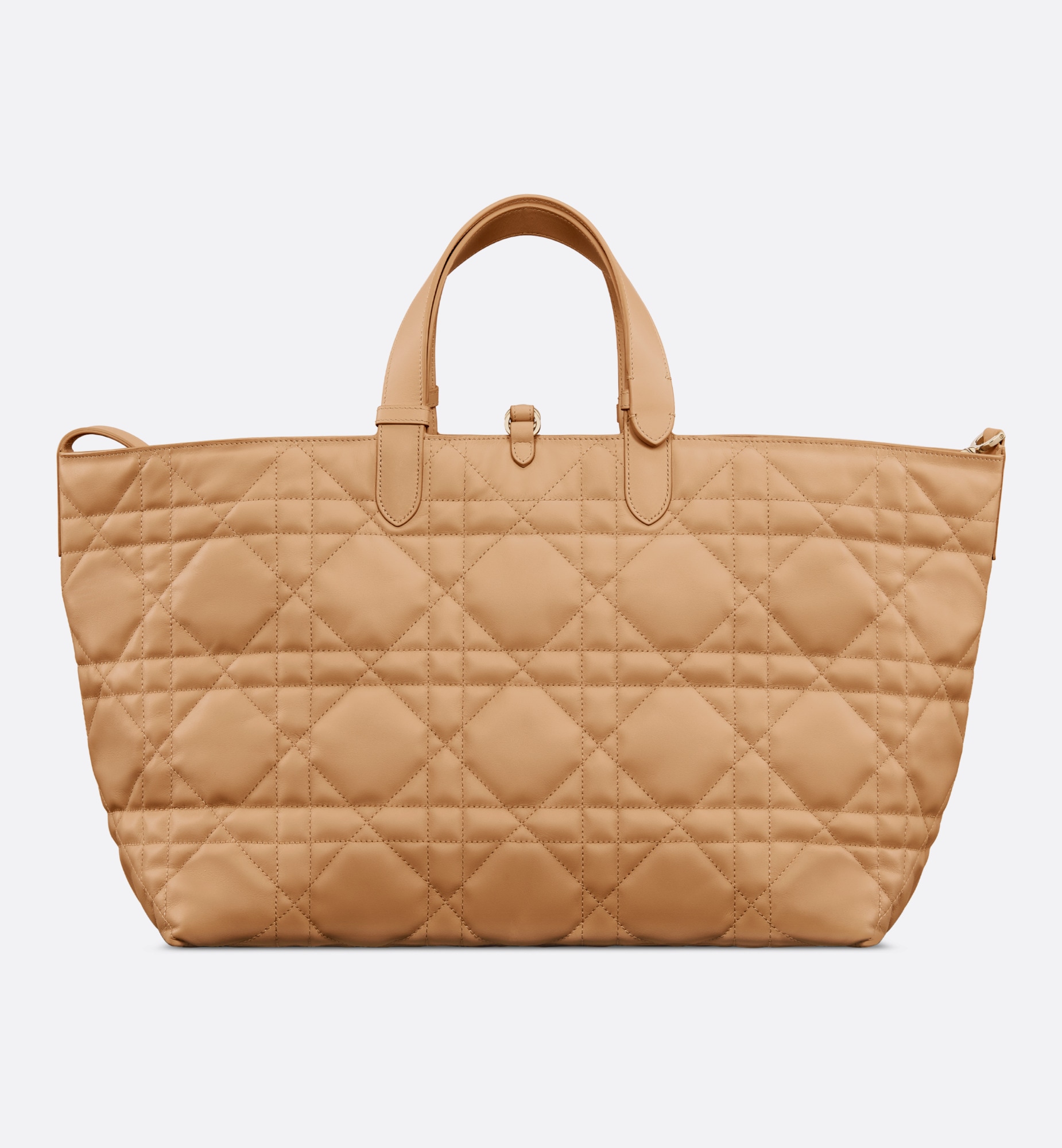 DIOR Large Dior Toujours Bag Medium Tan Macrocannage Calfskin