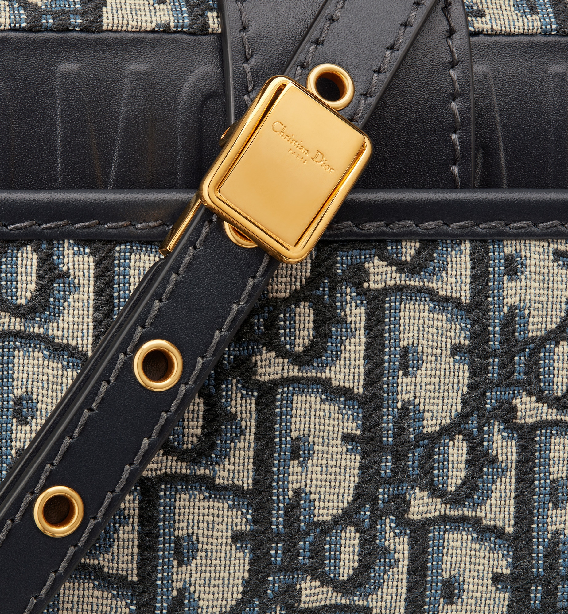 DIOR 30 Montaigne East-West Bag with Chain Blue Dior Oblique Jacquard