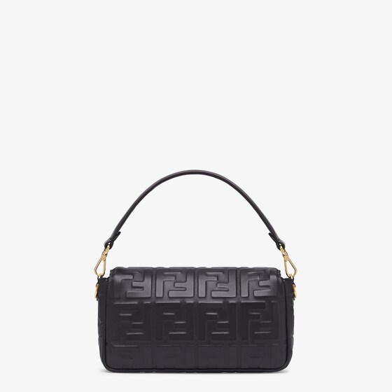 FENDI Baguette Black nappa leather bag with FF motif