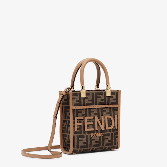 FENDI Mini Sunshine Shopper Brown FF fabric mini-bag