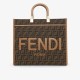 FENDI Sunshine Medium Brown FF jacquard fabric shopper
