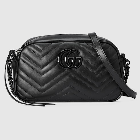 GUCCI GG MARMONT SMALL SHOULDER BAG black leather