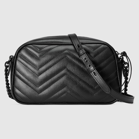 GUCCI GG MARMONT SMALL SHOULDER BAG black leather