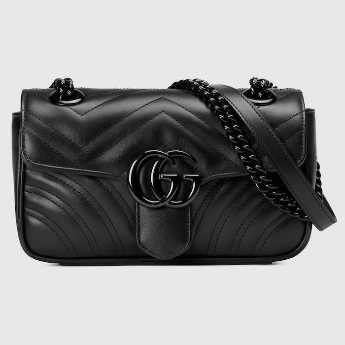GUCCI GG MARMONT MINI SHOULDER BAG Black leather