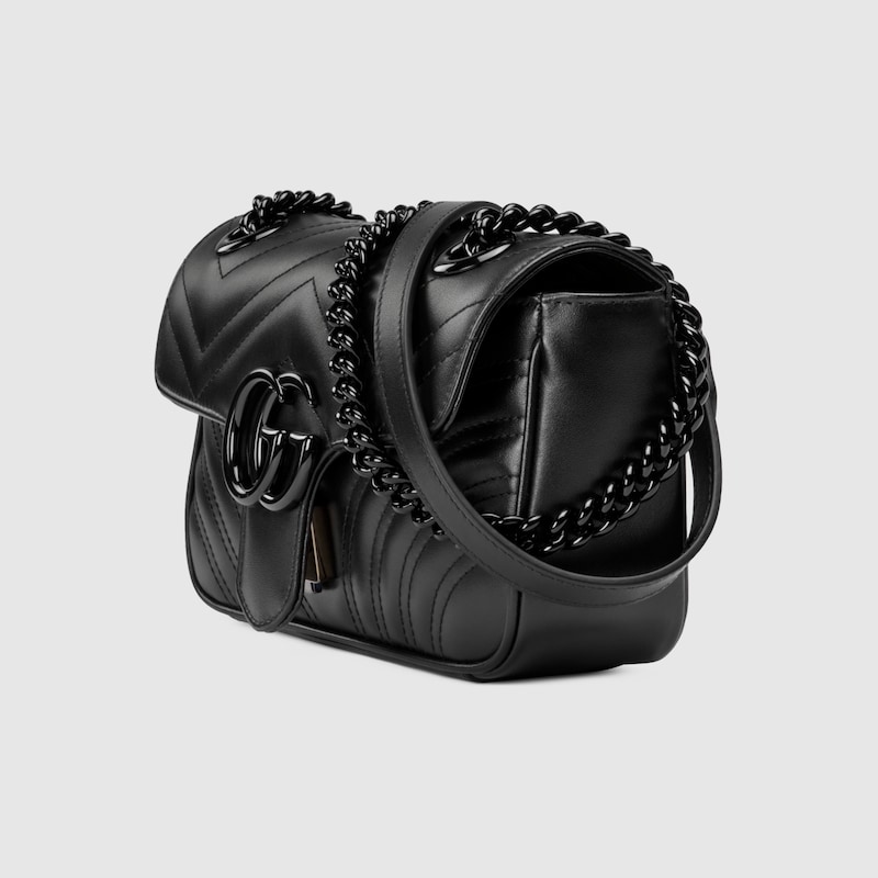 GUCCI GG MARMONT MINI SHOULDER BAG Black leather