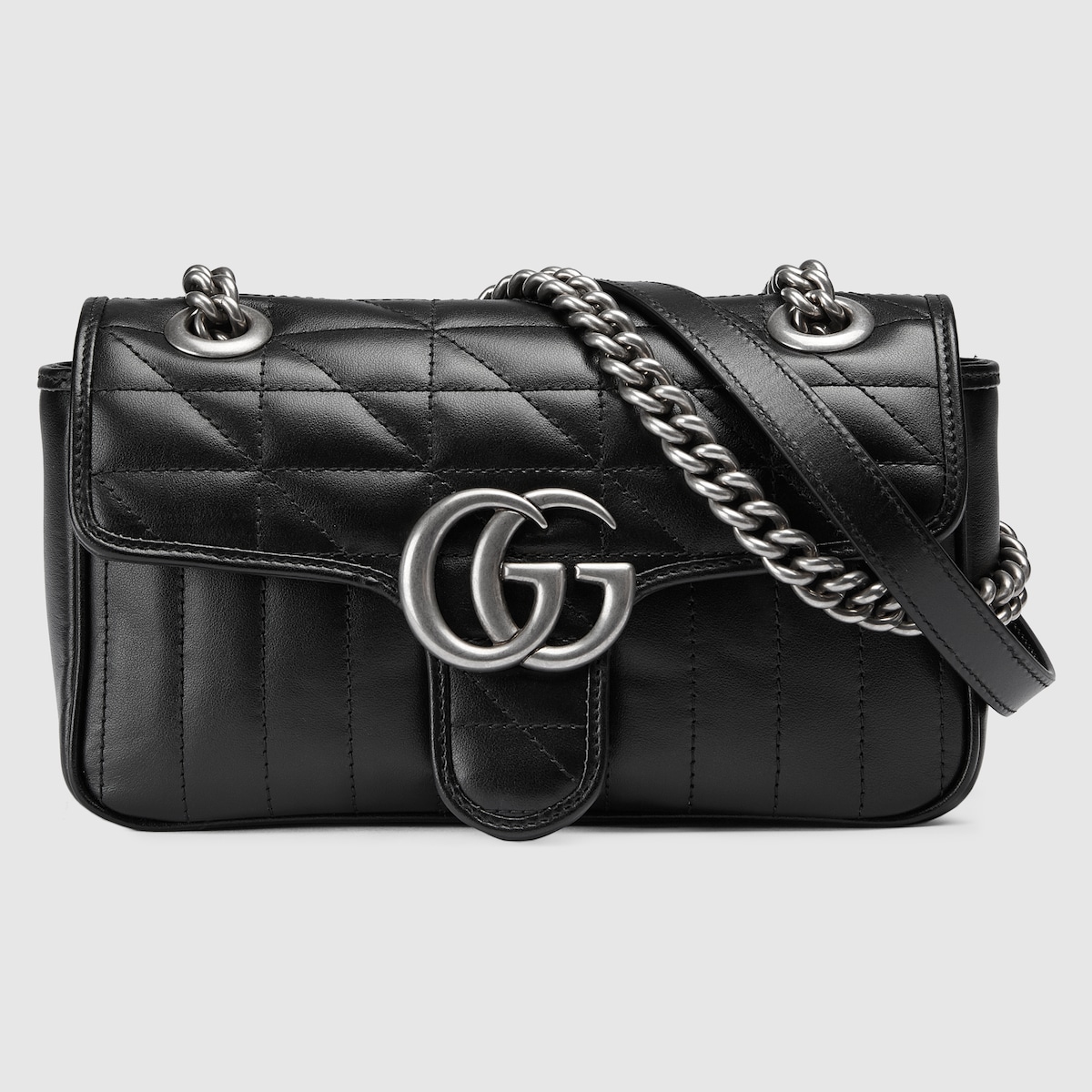 GUCCI GG MARMONT MINI SHOULDER BAG Black matelassé leather