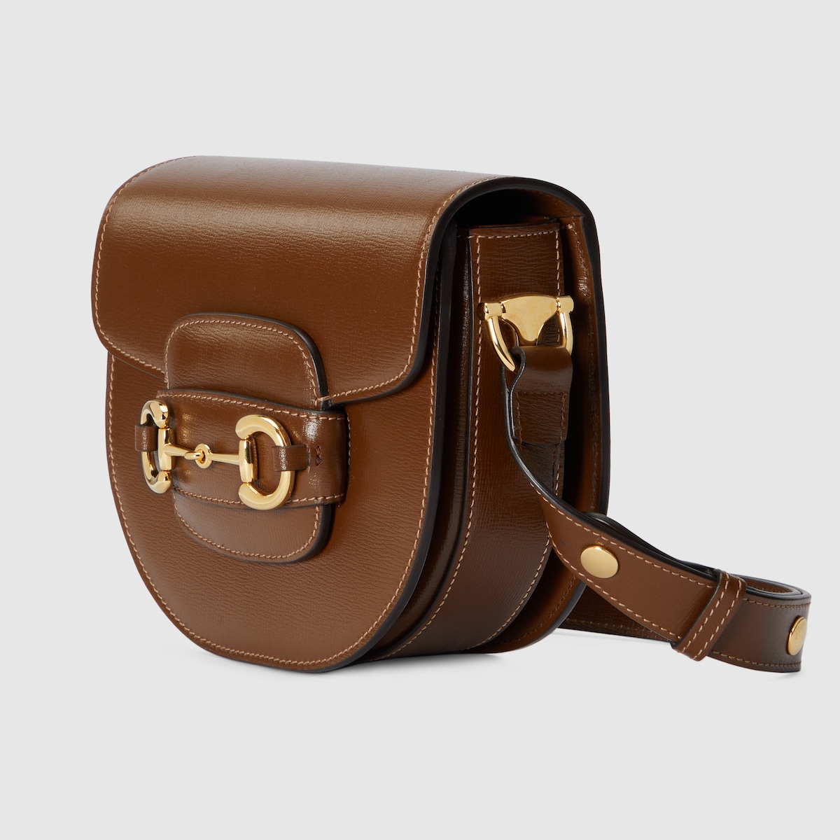 GUCCI HORSEBIT 1955 MINI ROUNDED BAG Brown leather