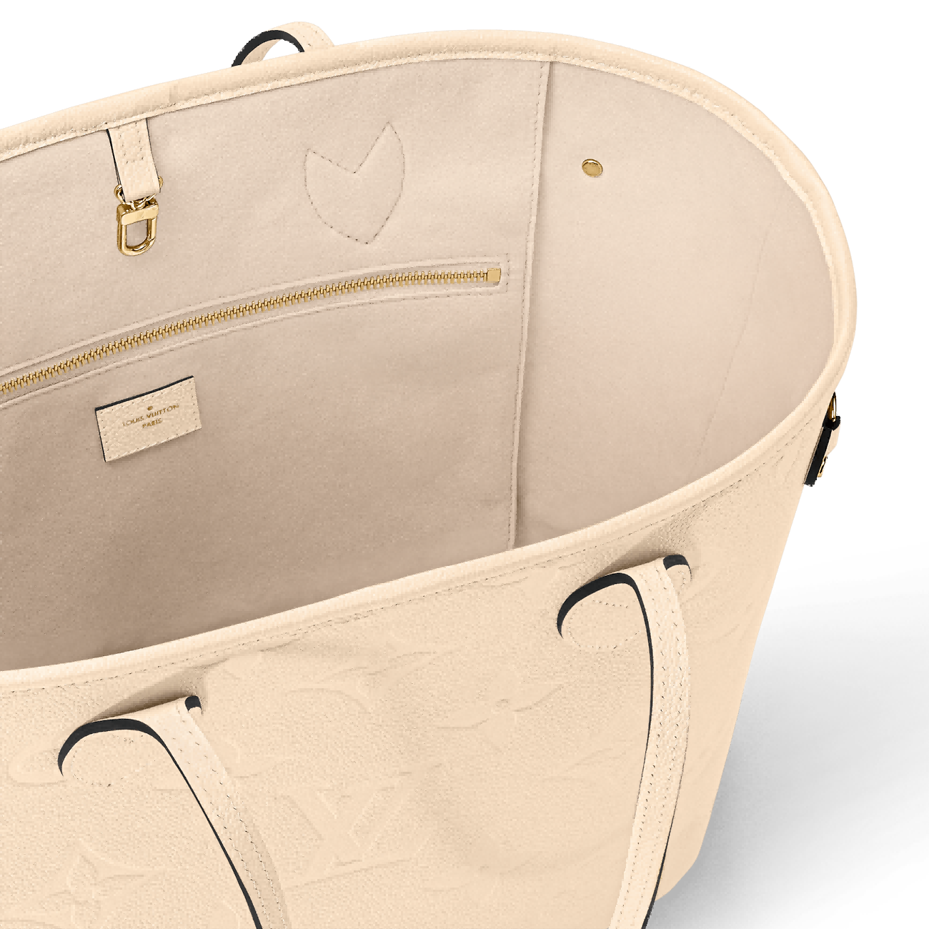 LOUIS VUITTON Neverfull MM Cream Monogram Empreinte Leather Handbags Shoulder and Cross Body Bags