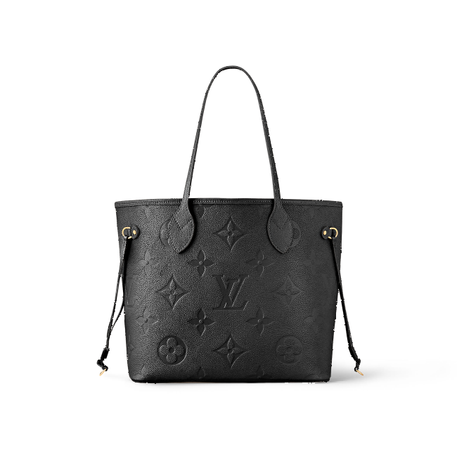 LOUIS VUITTON Neverfull MM Black Monogram Empreinte Leather Handbags Shoulder and Cross Body Bags