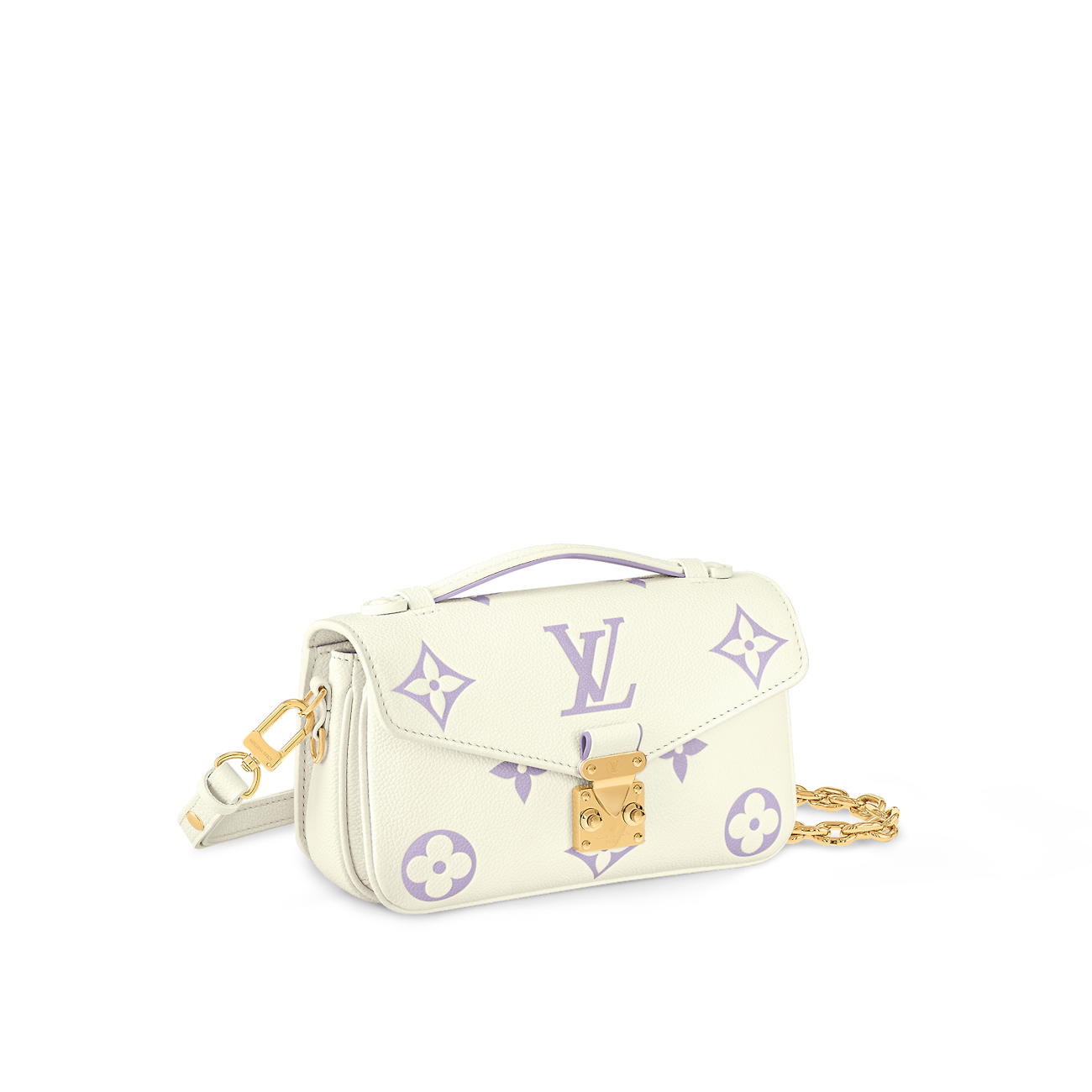 LOUIS VUITTON Pochette Métis East West Latte/Bubble Tea Bicolor Monogram Empreinte Leather Handbags 
