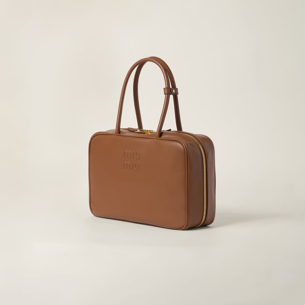 MIUMIU Leather top-handle bag Cognac