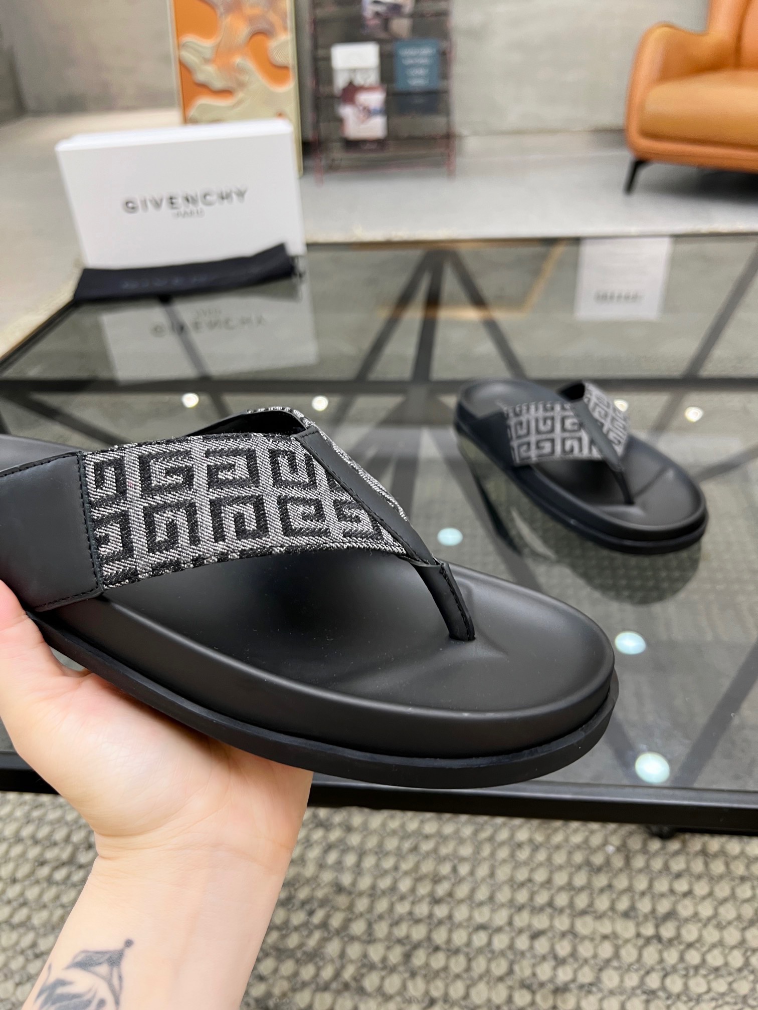G Plage sandals with ren in webbing-black